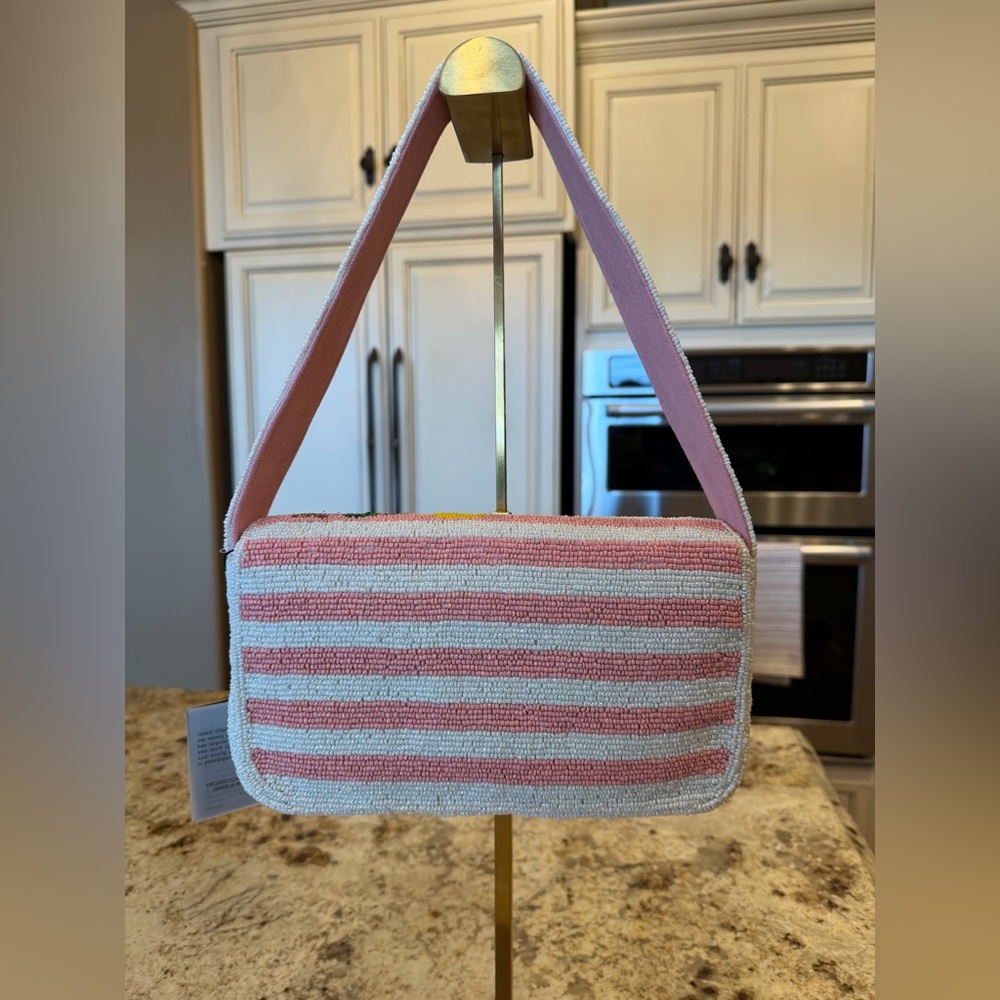 America & Beyond Beaded Lemon shoulder bag in Pink, Yellow & White - Picture 4 of 7